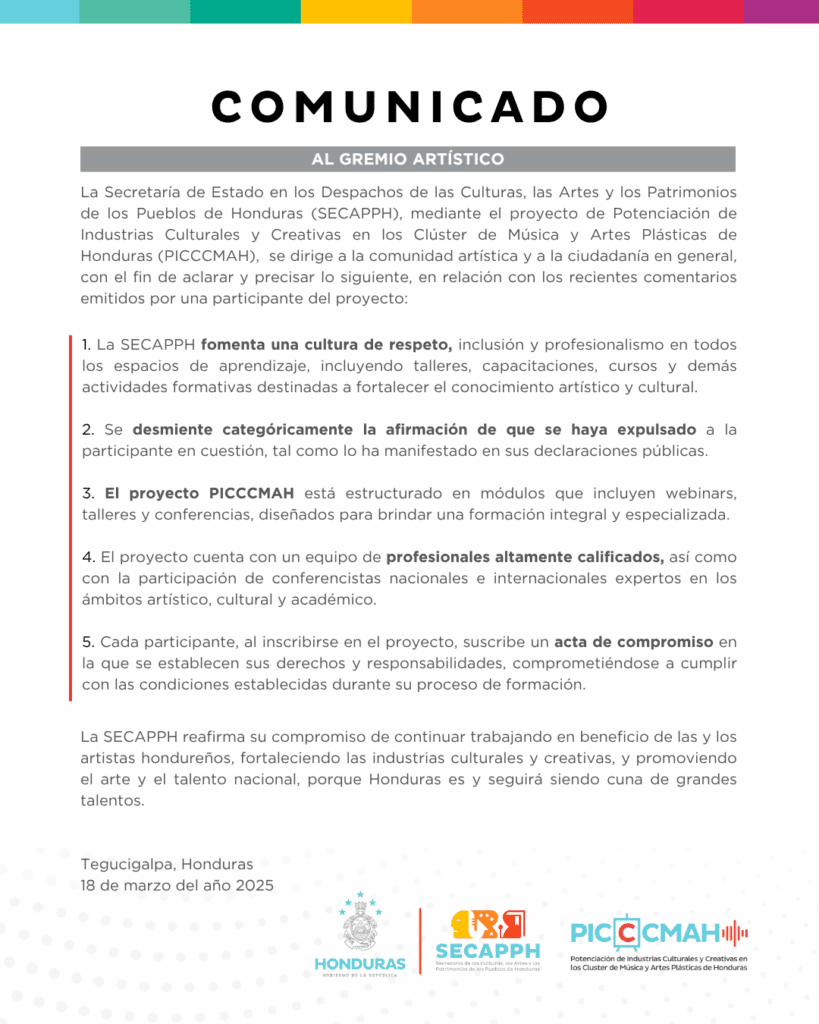 Comunicado Gremio Artístico